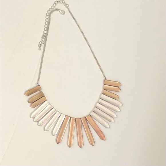 Handmade Gold and Silver Tone Spike Statement Necklace - Picture 2 of 5